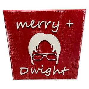 The Office Dwight Holiday Sign – Handmade, 8”x8”